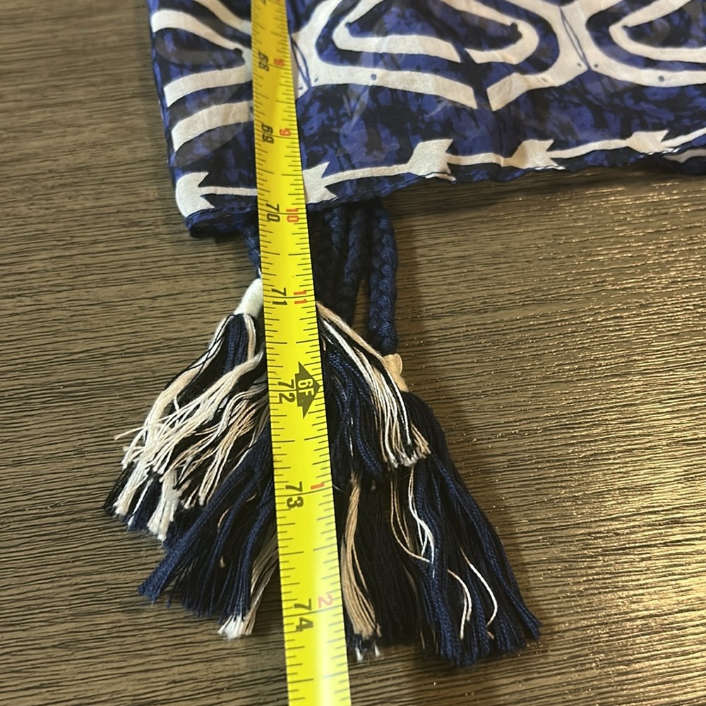 JOHNNY WAS Blue and White Patterned Scarf - Picture 6 of 7